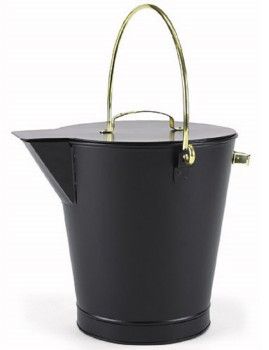 Fireplace Ash Bucket Kindling Firewood Container Black  